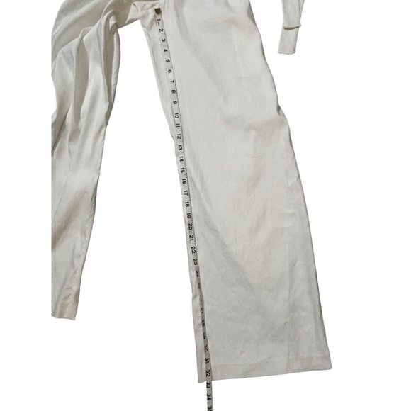 Womens SZ 10 Sleeveless White Linen Blend Belted Jumpsuit Button Front - Picture 9 of 9